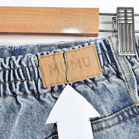 Show Me Your MuMu Shorts Womens 26 Blue Denim Distressed High Rise Frayed Hem - Picture 4 of 9